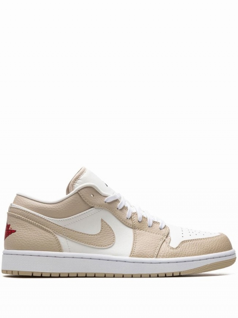 Nike Low Men\'s Air Jordan 1 White / Beige | RKVCPXT-98