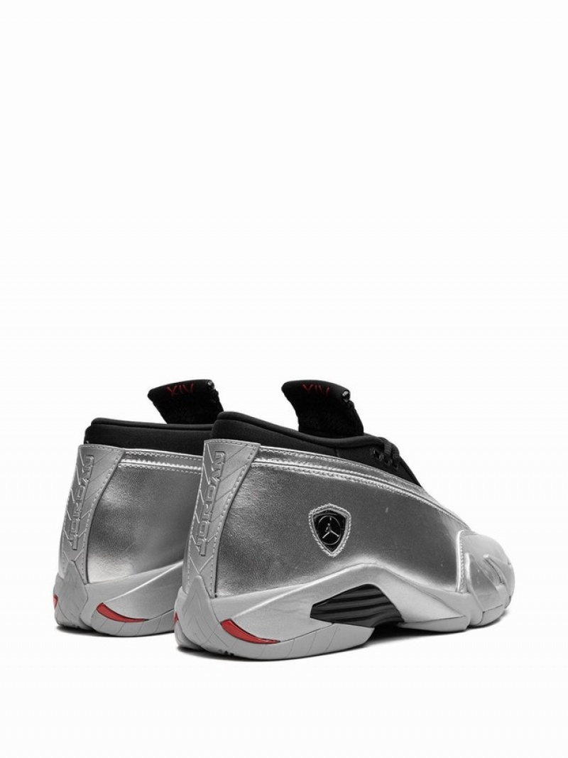 Nike Low Metallic Silver Women's Air Jordan 14 Silver / Black | QRAZOXK-53