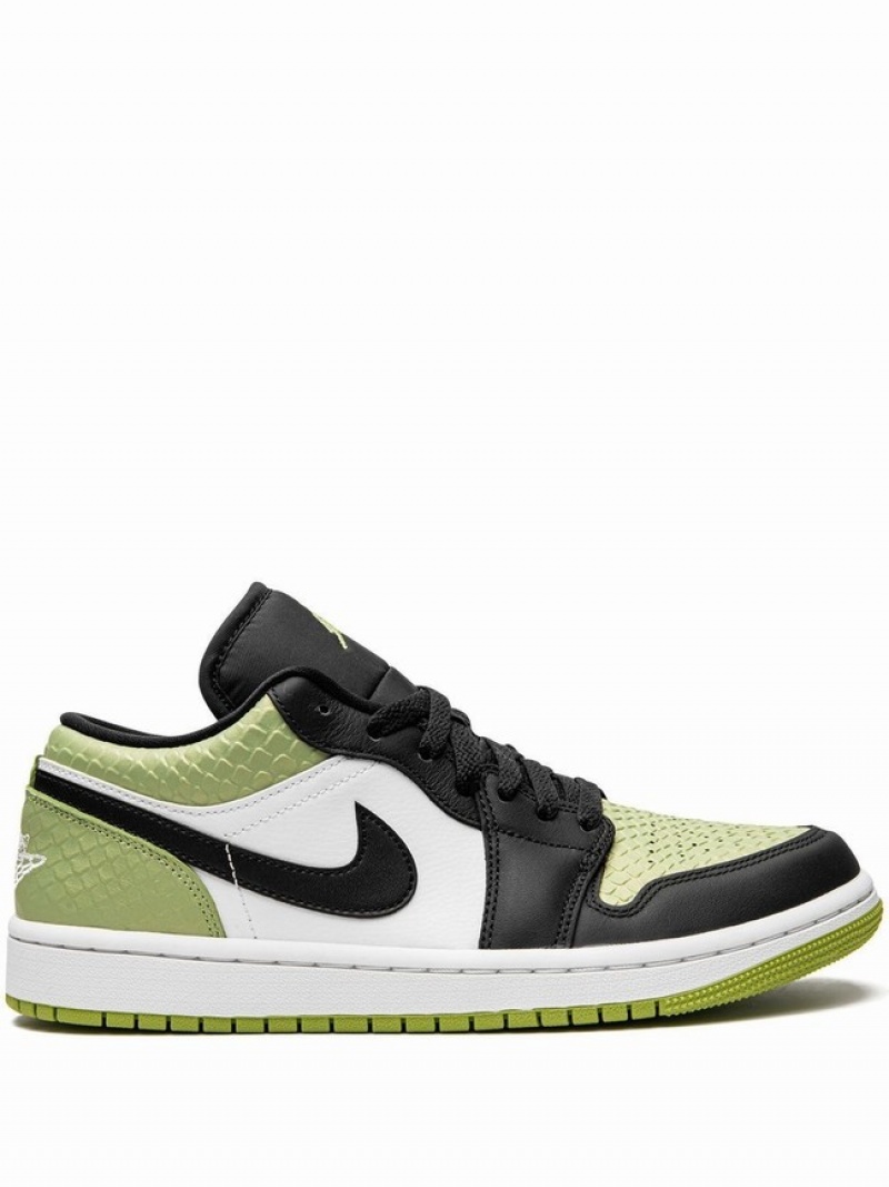 Nike Low SE Vivid Snakeskin Women\'s Air Jordan 1 Black / Light Green / White | IHYDWNU-51