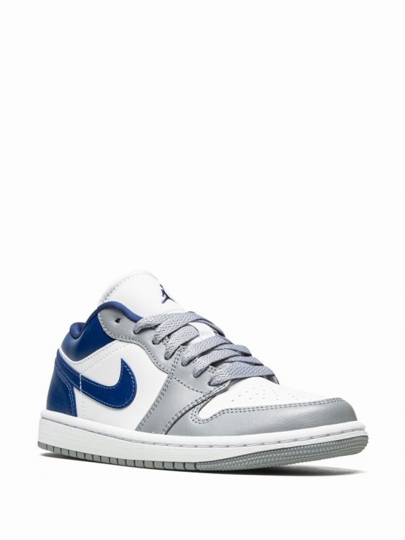 Nike Low Stealth/French Women's Air Jordan 1 White / Grey / Royal / Blue | QSTENHP-61