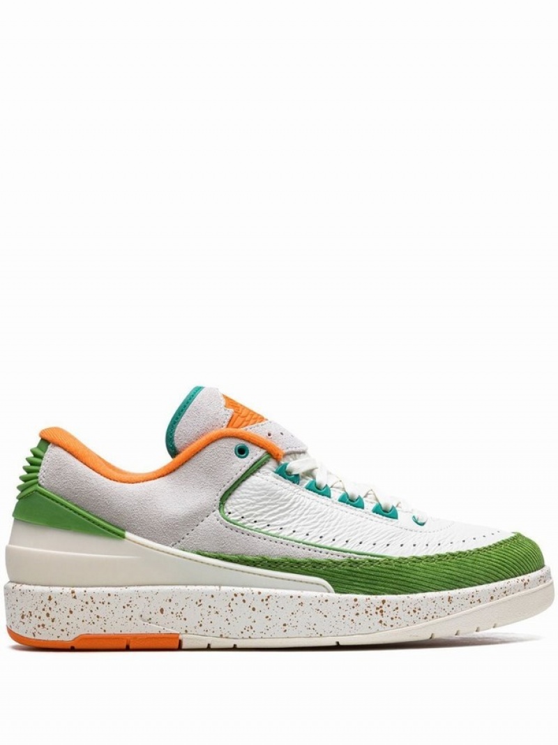 Nike Low Titan Women\'s Air Jordan 2 White / Green / Orange / Light Grey | MJSCKLG-98