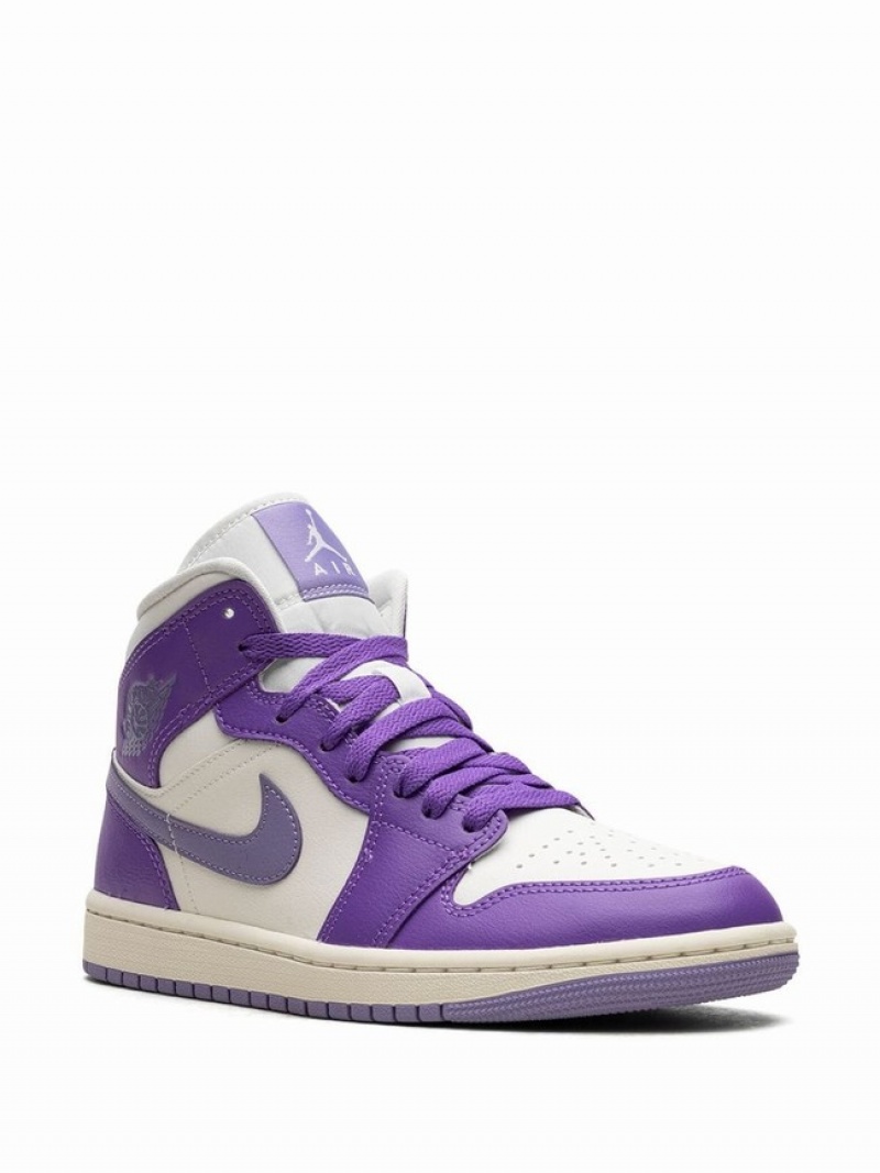 Nike Mid Action Grape Women's Air Jordan 1 Purple / White | WUSPCQX-91