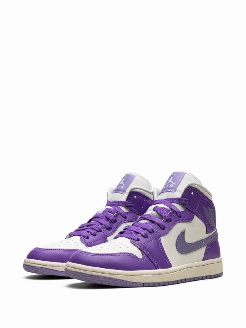 Nike Mid Action Grape Women's Air Jordan 1 Purple / White | WUSPCQX-91