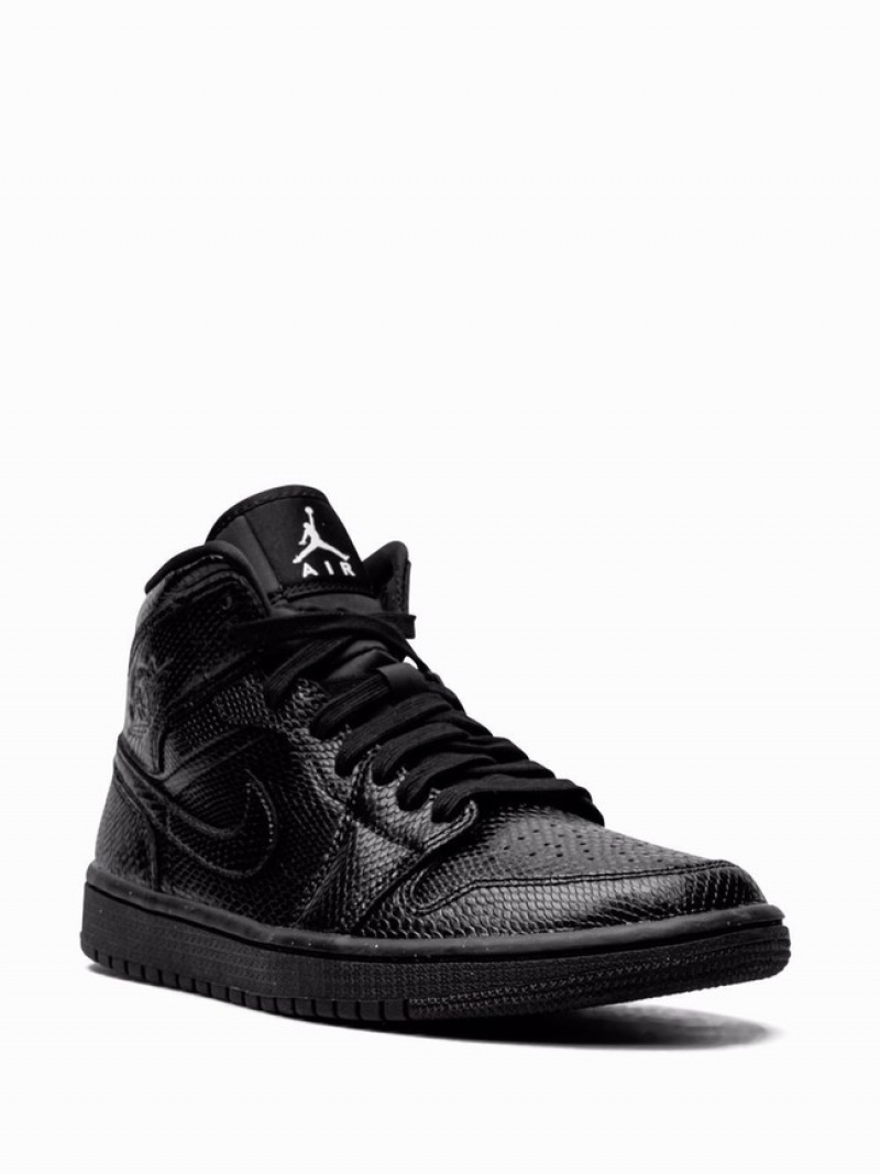 Nike Mid Black Snakeskin Women's Air Jordan 1 Black | ZCSGIWP-87