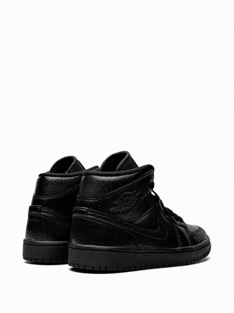 Nike Mid Black Snakeskin Women's Air Jordan 1 Black | ZCSGIWP-87