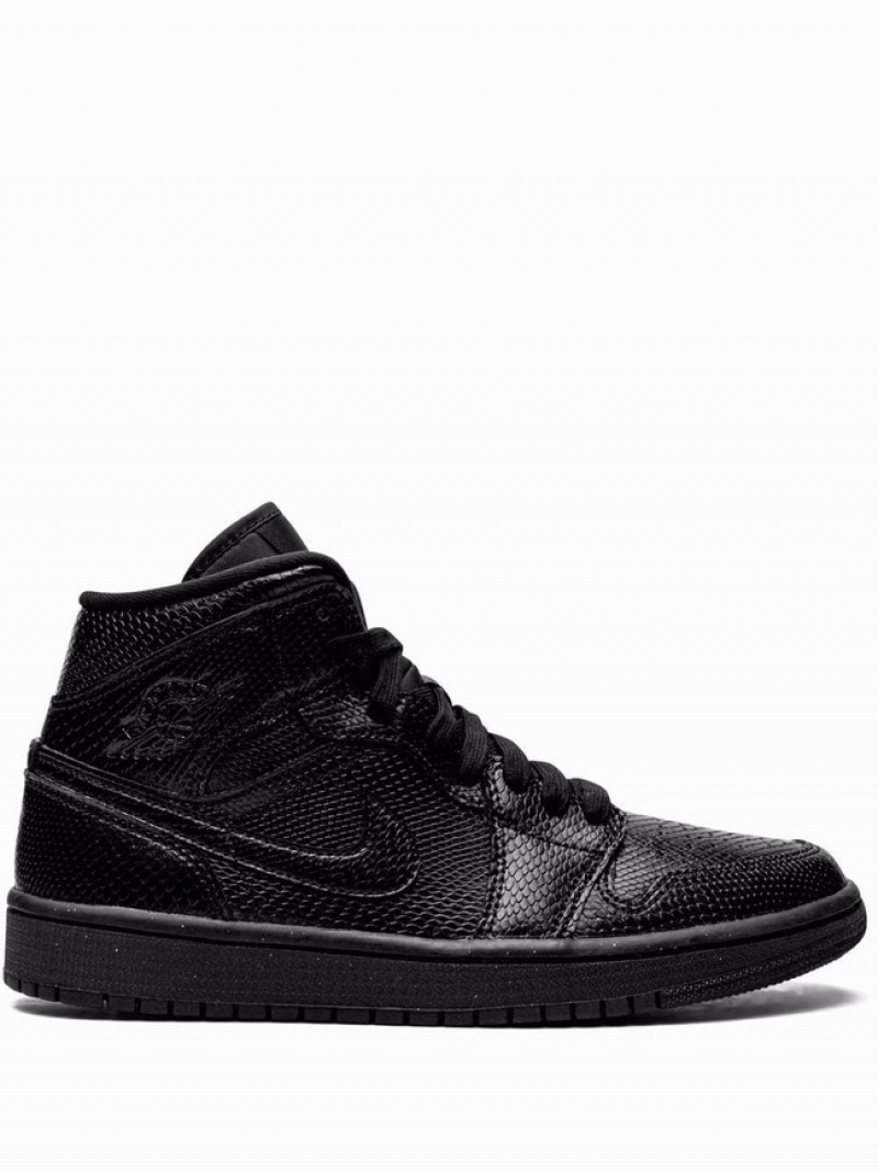 Nike Mid Black Snakeskin Women\'s Air Jordan 1 Black | ZCSGIWP-87