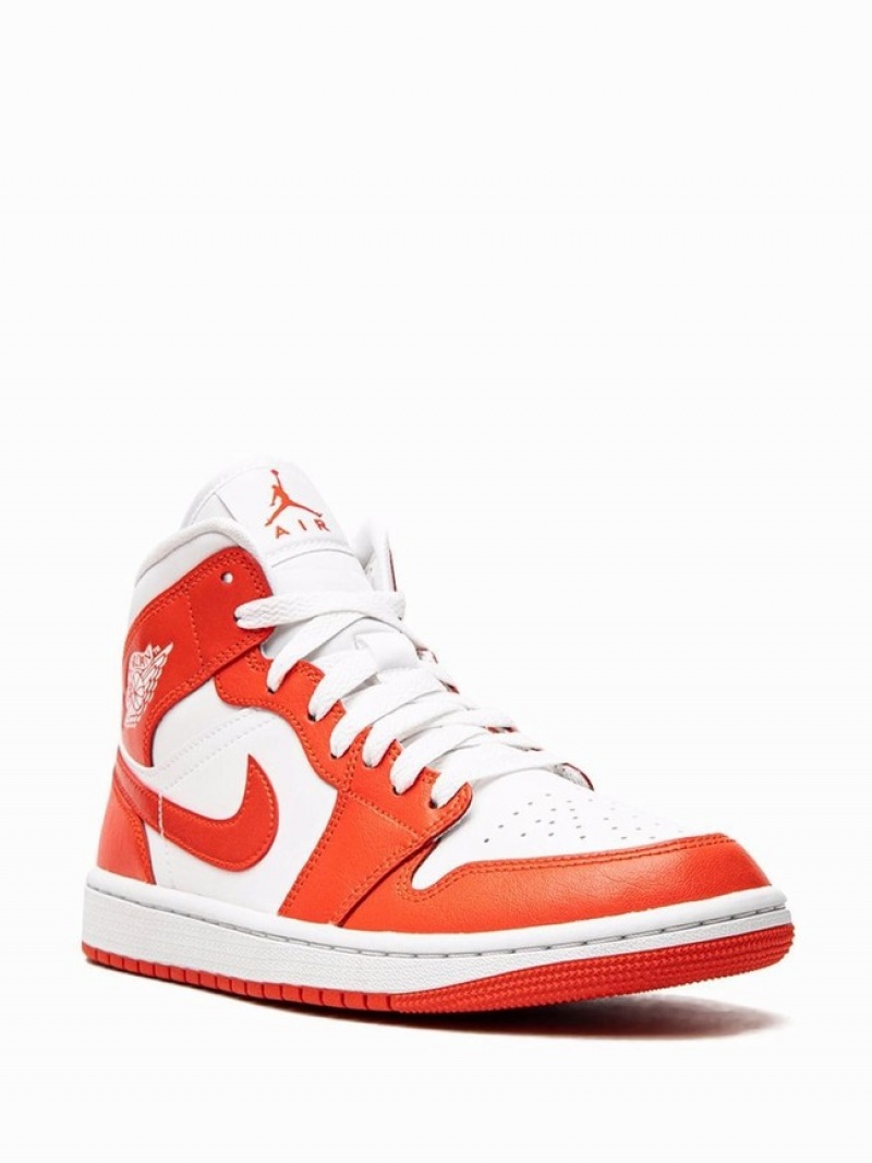 Nike Mid Habanero Red Women's Air Jordan 1 White / Red | SKGQFWT-85