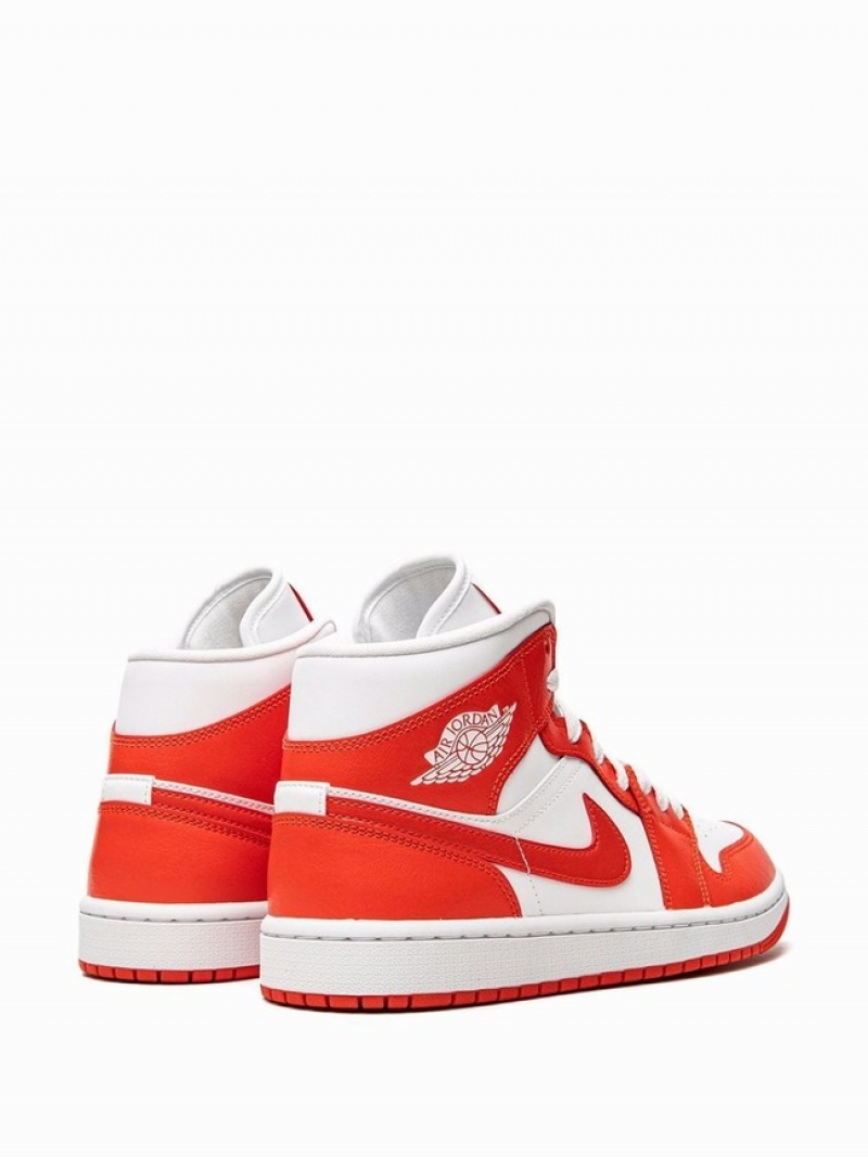 Nike Mid Habanero Red Women's Air Jordan 1 White / Red | SKGQFWT-85