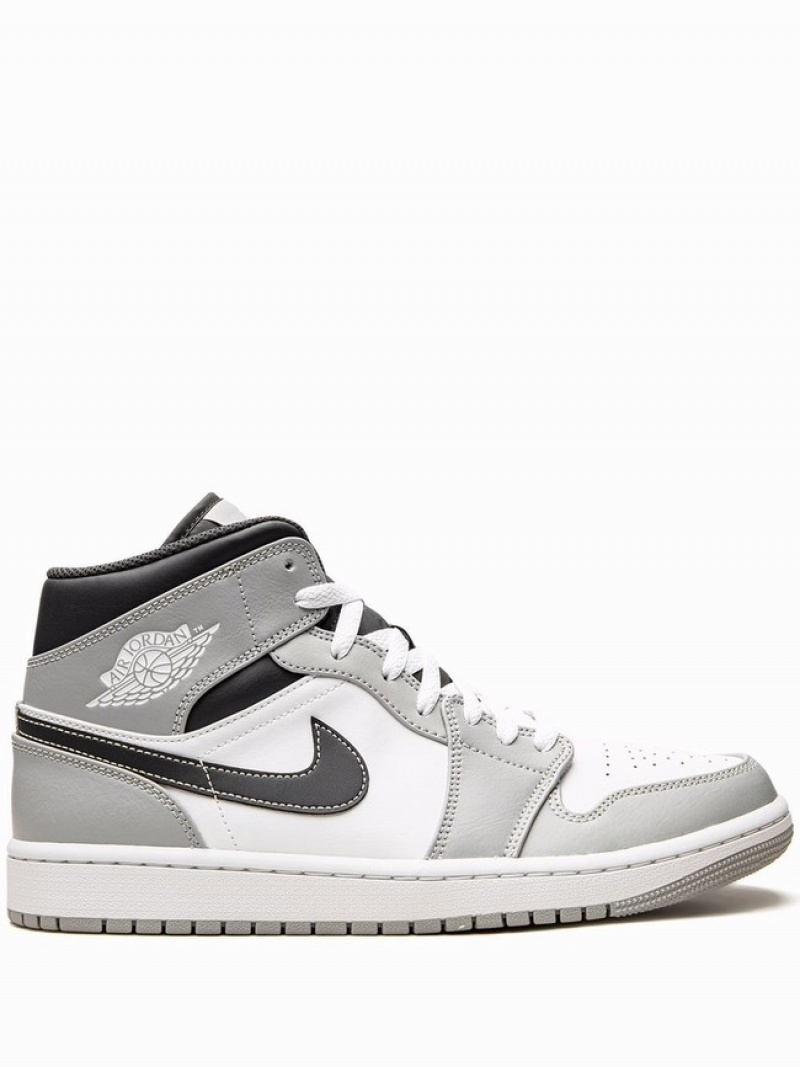 Nike Mid Light Smoke 2.0 Men\'s Air Jordan 1 White / Grey | FDJMGHB-47