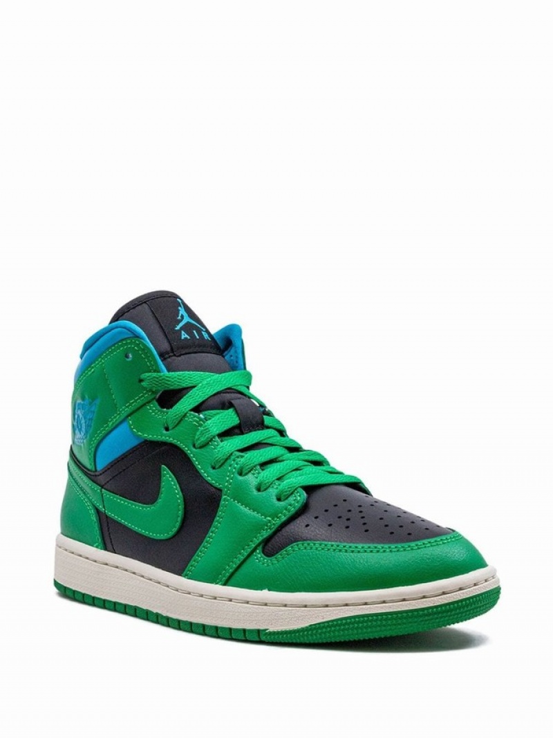 Nike Mid Lucky Aquatone Women's Air Jordan 1 Green / Blue / Black | VADUTKL-15