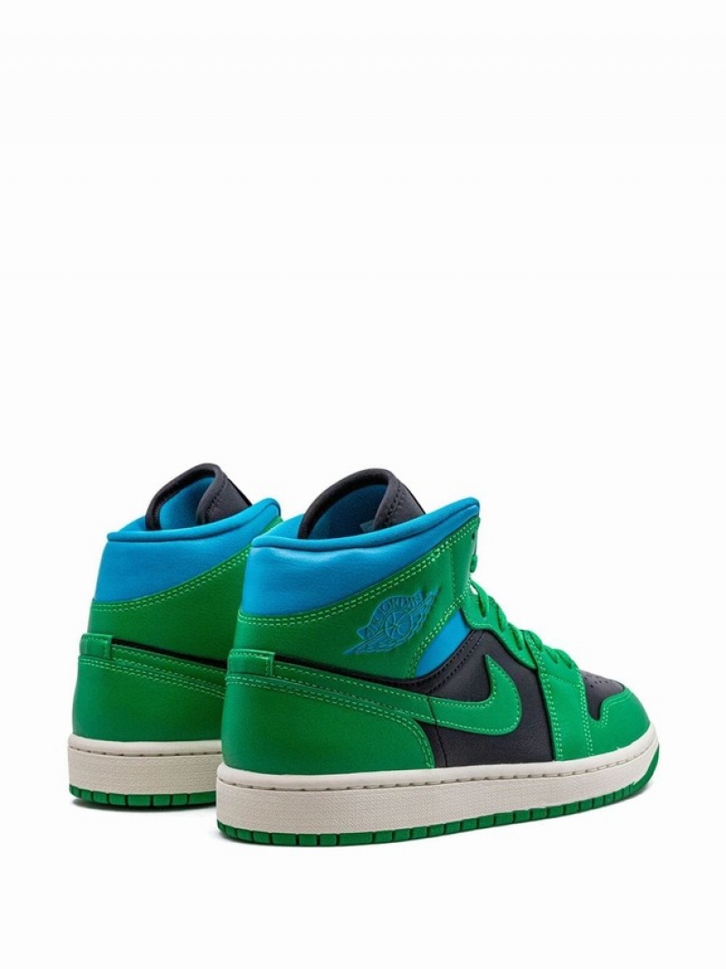 Nike Mid Lucky Aquatone Women's Air Jordan 1 Green / Blue / Black | VADUTKL-15