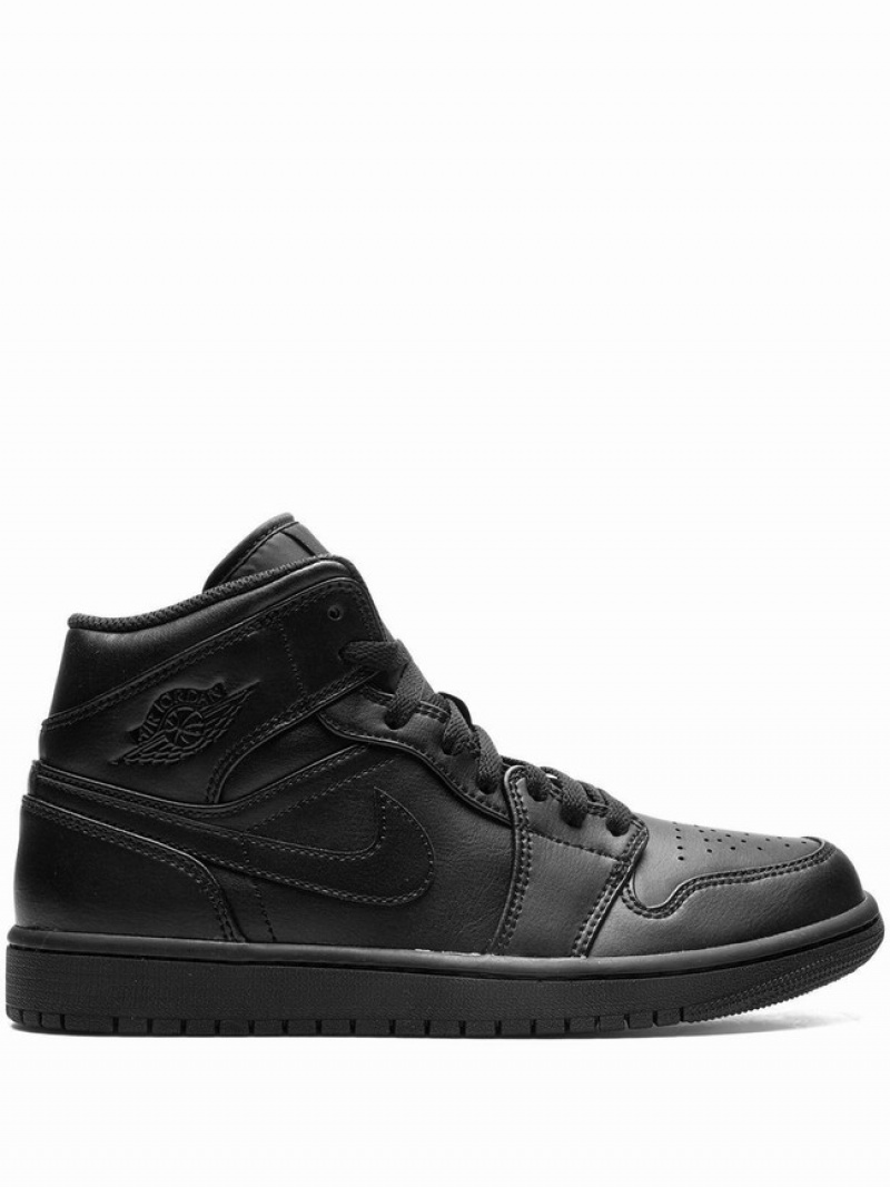 Nike Mid Men\'s Air Jordan 1 Black | HRJGYZA-52