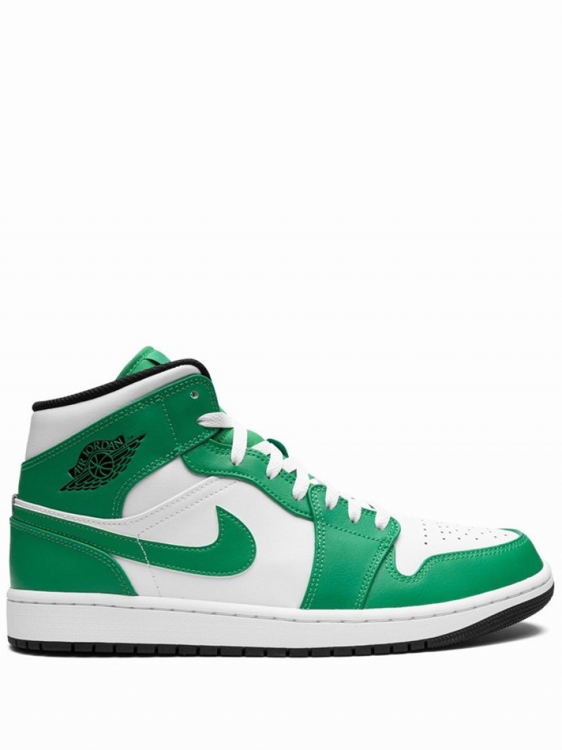 Nike Mid Men\'s Air Jordan 1 White / Green | UTWFBXK-61