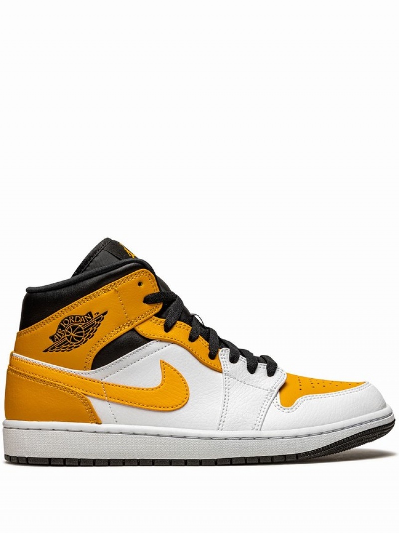 Nike Mid Men\'s Air Jordan 1 White / Orange | QIZCNWJ-98