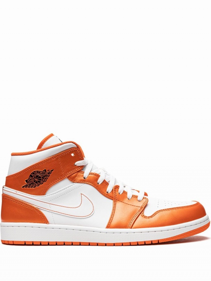 Nike Mid Men\'s Air Jordan 1 White / Orange | WHUCTJM-82