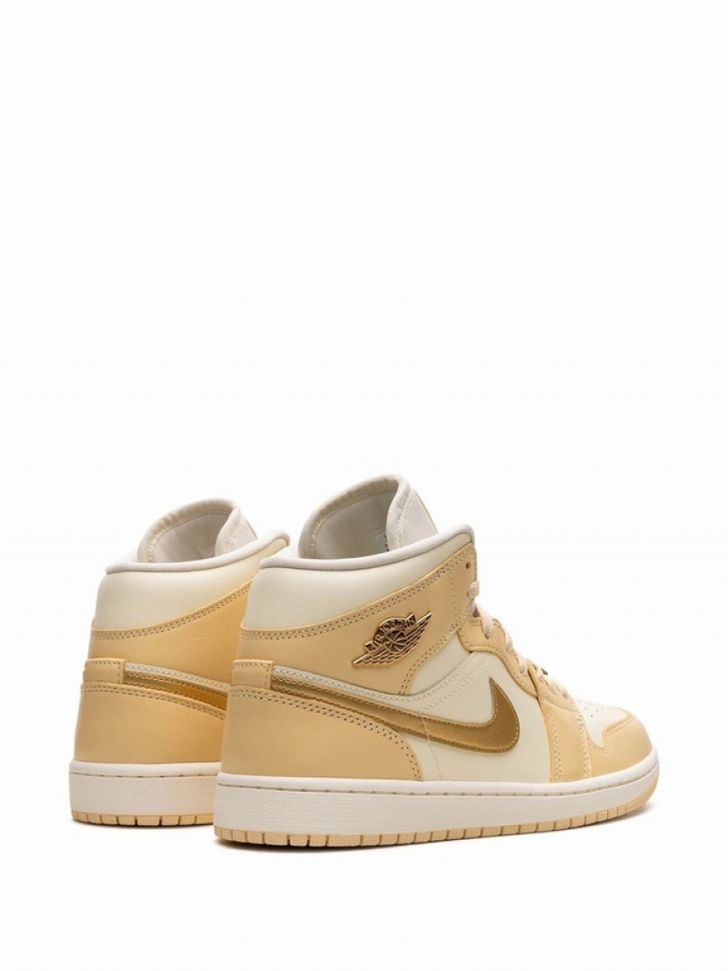 Nike Mid Pale Vanilla / Coconut Milk / Sail / Metallic Gold Women's Air Jordan 1 Beige / Cream / White / Gold | GAWOXQN-24