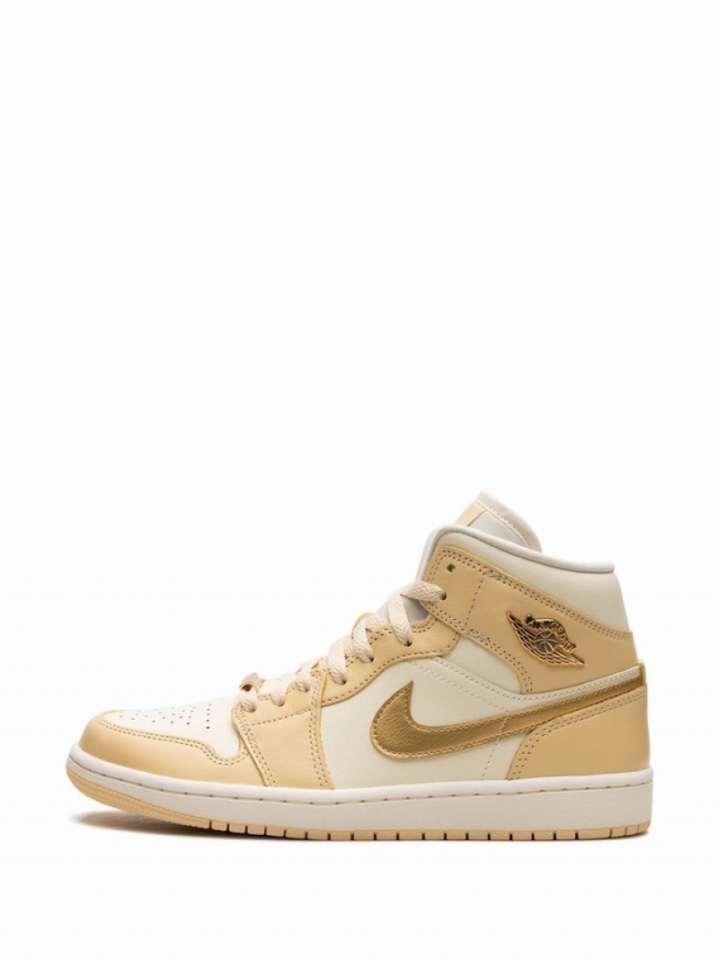 Nike Mid Pale Vanilla / Coconut Milk / Sail / Metallic Gold Women's Air Jordan 1 Beige / Cream / White / Gold | GAWOXQN-24