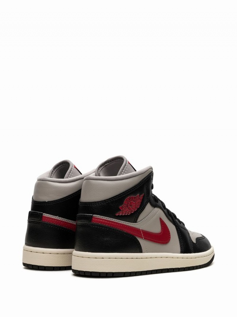 Nike Mid Red-College Women's Air Jordan 1 Black / Grey / Red | WALQUYM-20