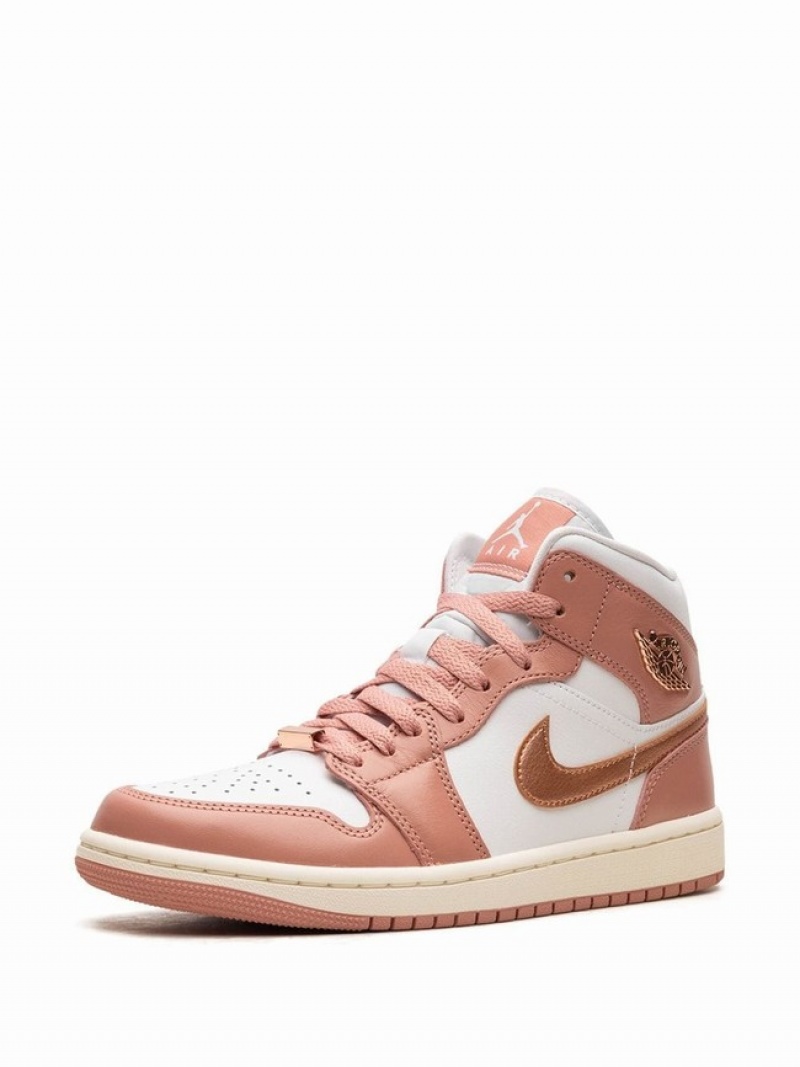 Nike Mid Red Stardust Women's Air Jordan 1 Pink / White / Copper | XAPWRDH-94