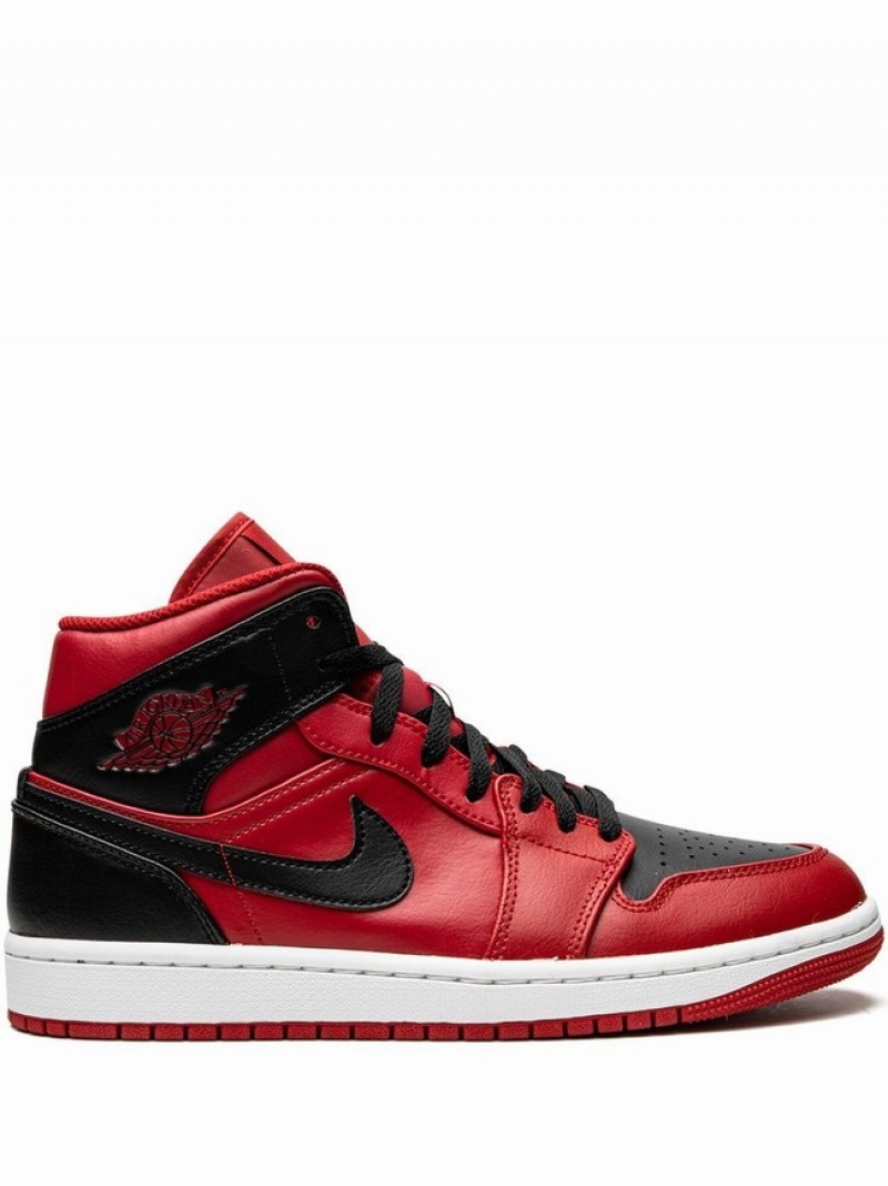 Nike Mid Reverse Bred Men\'s Air Jordan 1 Red / Black | UVDKIYN-59