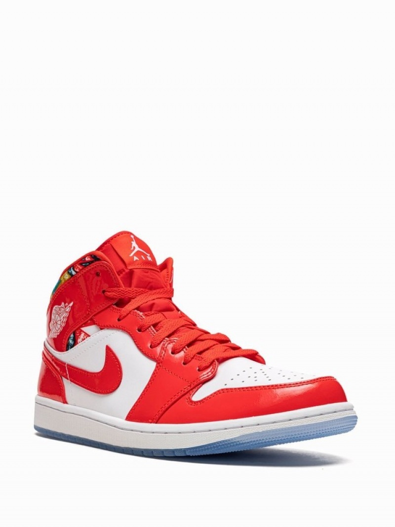 Nike Mid SE Barcelona Sweater Men's Air Jordan 1 White / Red | SVEZQHA-38