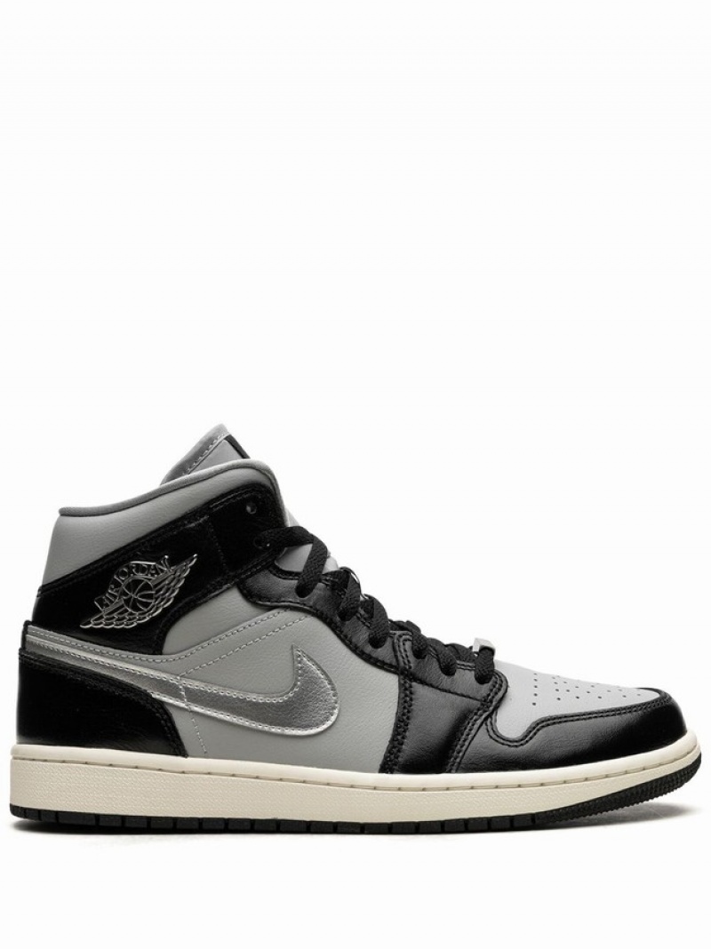 Nike Mid SE Black Chrome Women\'s Air Jordan 1 Black | SKDXIJC-97