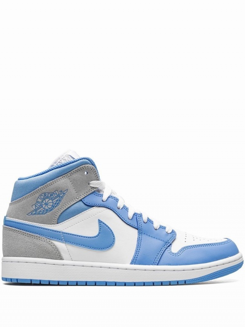 Nike Mid SE University Men\'s Air Jordan 1 White / Blue | DXJCBFQ-59