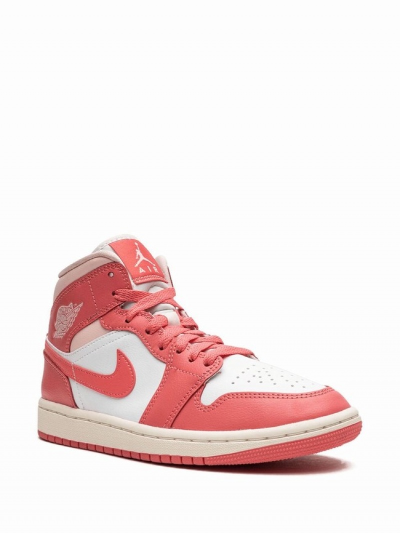 Nike Mid Strawberries And Cream Women's Air Jordan 1 White / Coral / Pink | IUFVCWD-21