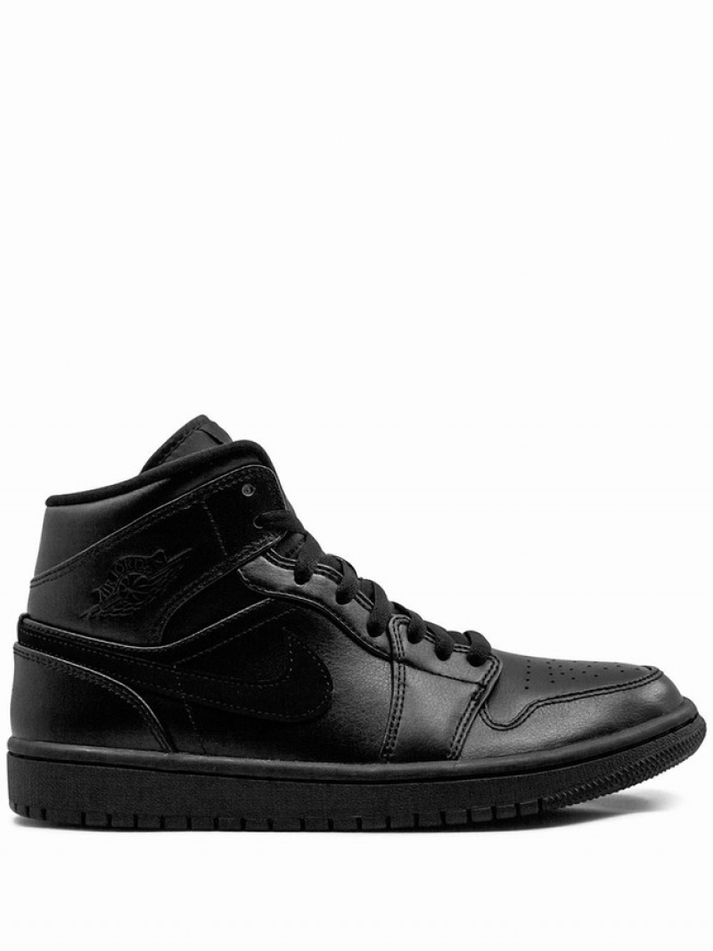 Nike Mid Triple Men\'s Air Jordan 1 Black | RSPOJYE-06