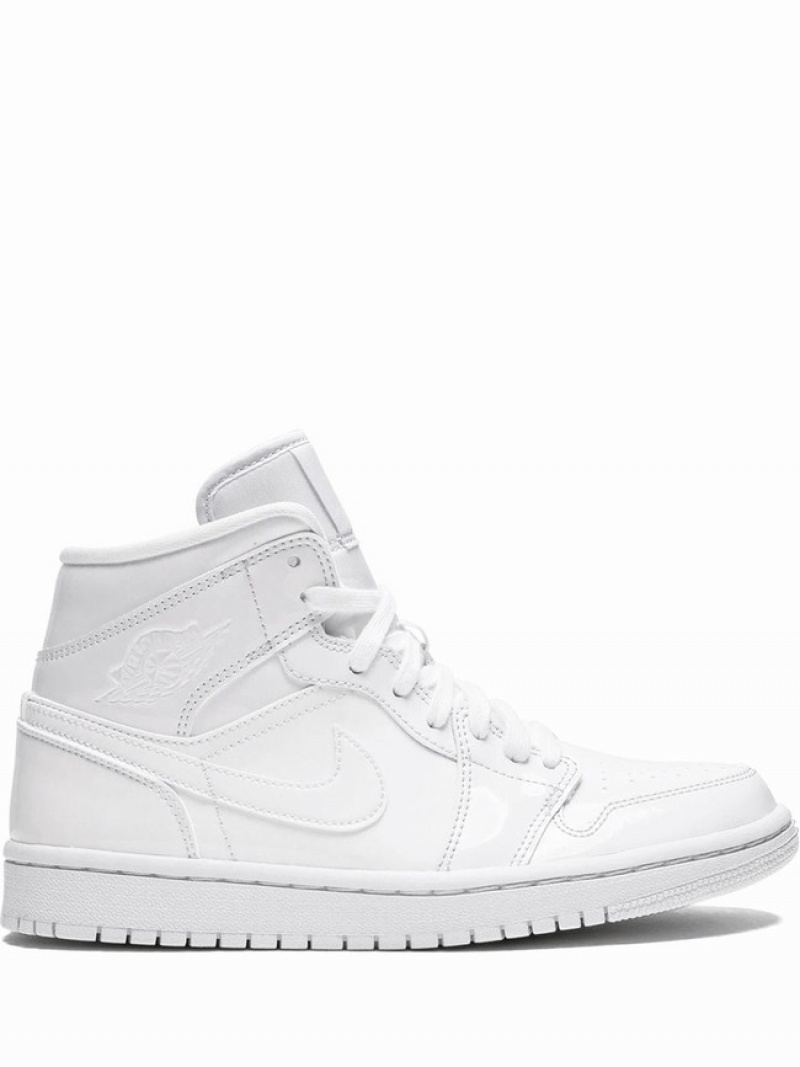 Nike Mid Triple White Patent Leather Women\'s Air Jordan 1 White | ZHEACSP-60