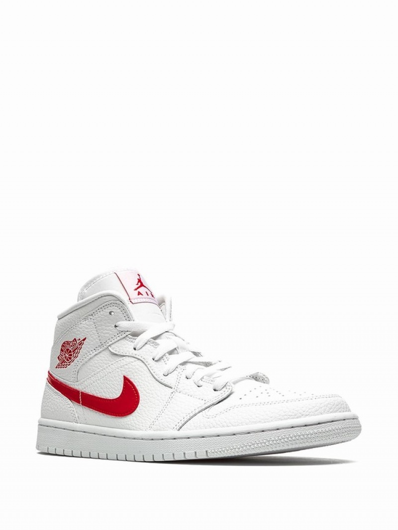 Nike Mid University Red Women's Air Jordan 1 White | VJUQGWF-25