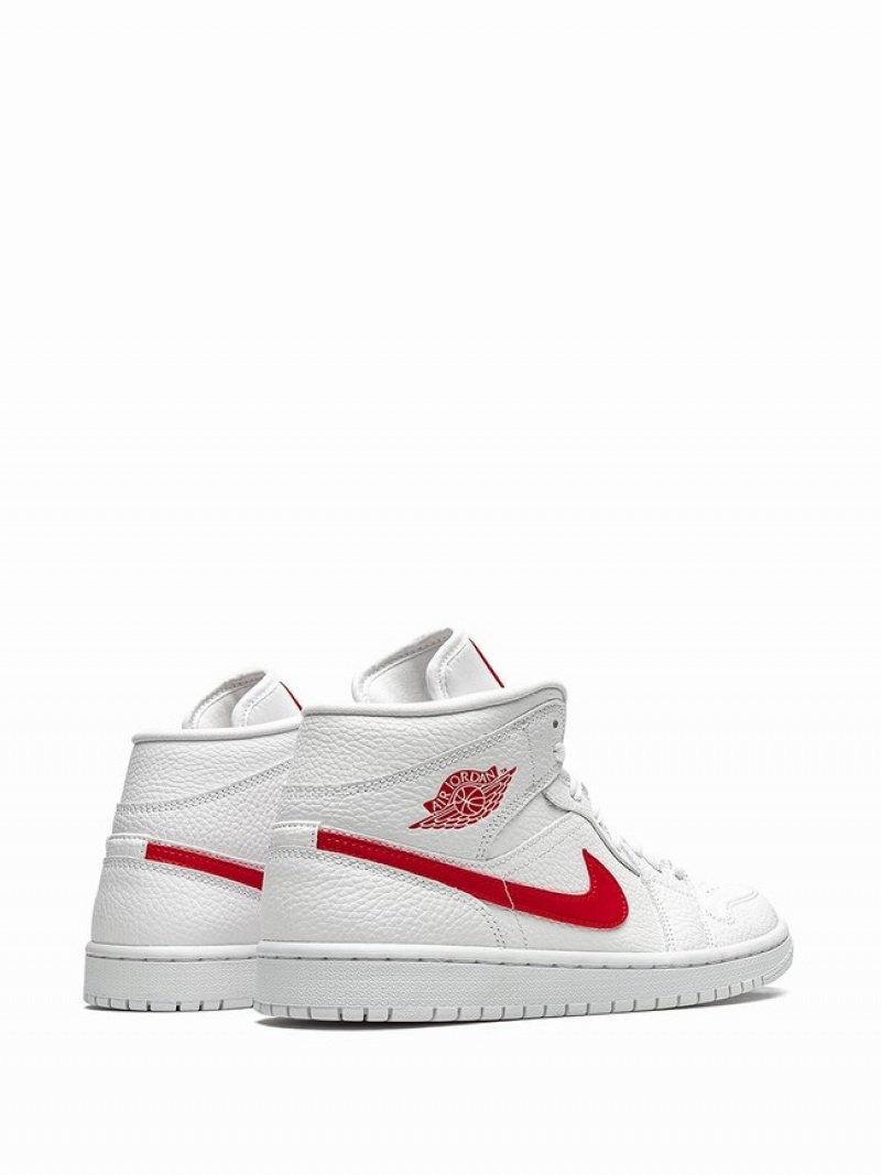 Nike Mid University Red Women's Air Jordan 1 White | VJUQGWF-25