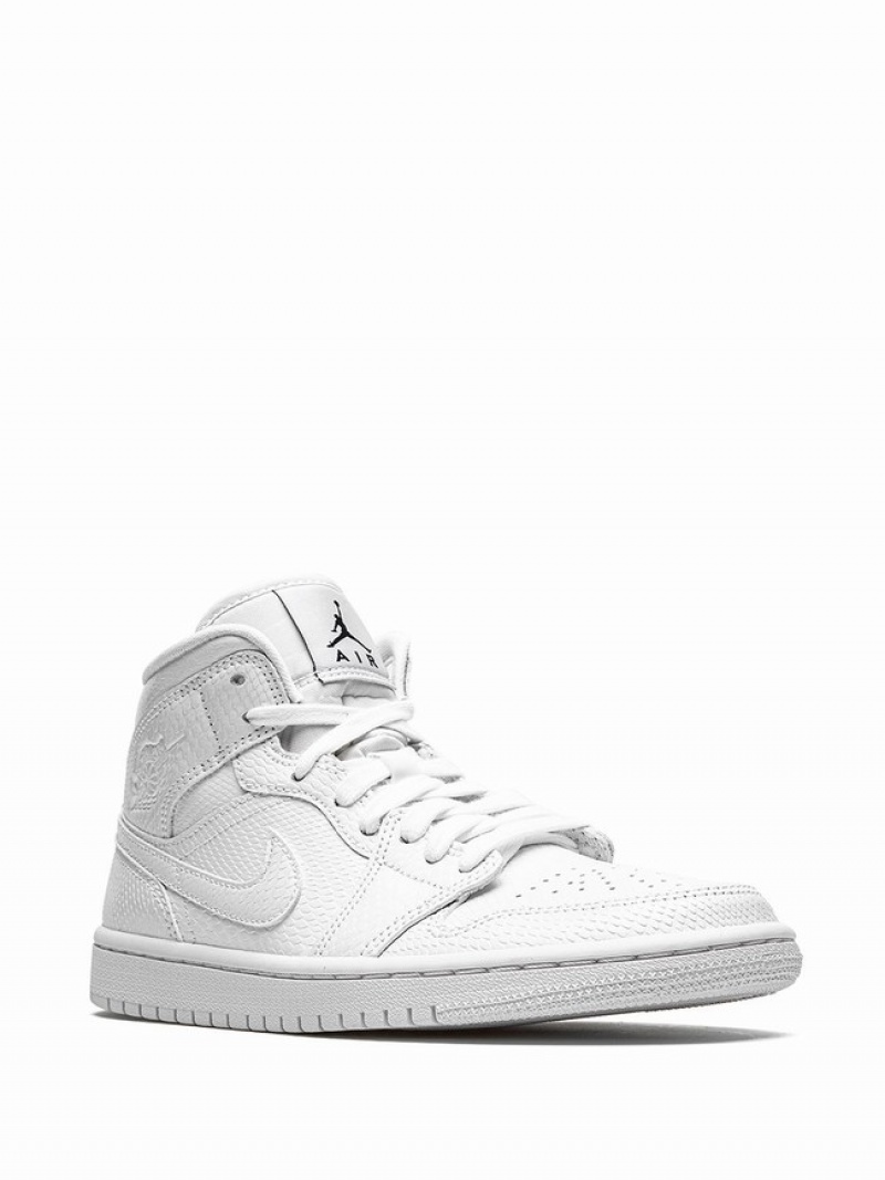 Nike Mid White Snakeskin Women's Air Jordan 1 White | NIUHYCF-57