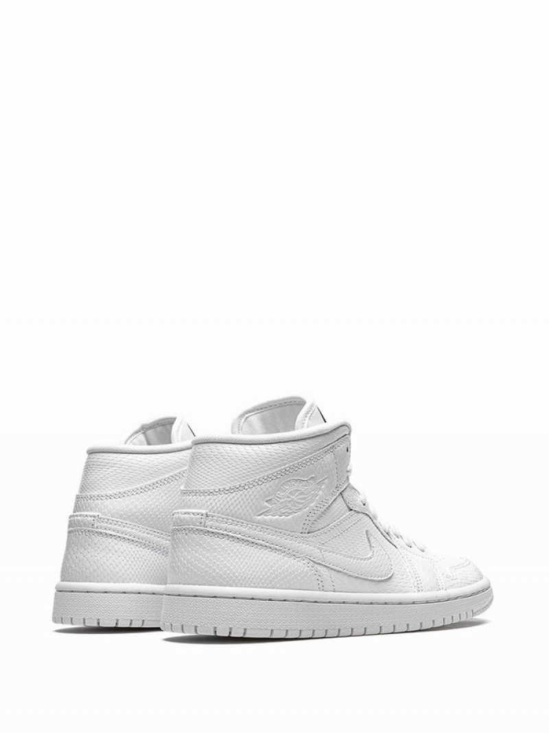 Nike Mid White Snakeskin Women's Air Jordan 1 White | NIUHYCF-57