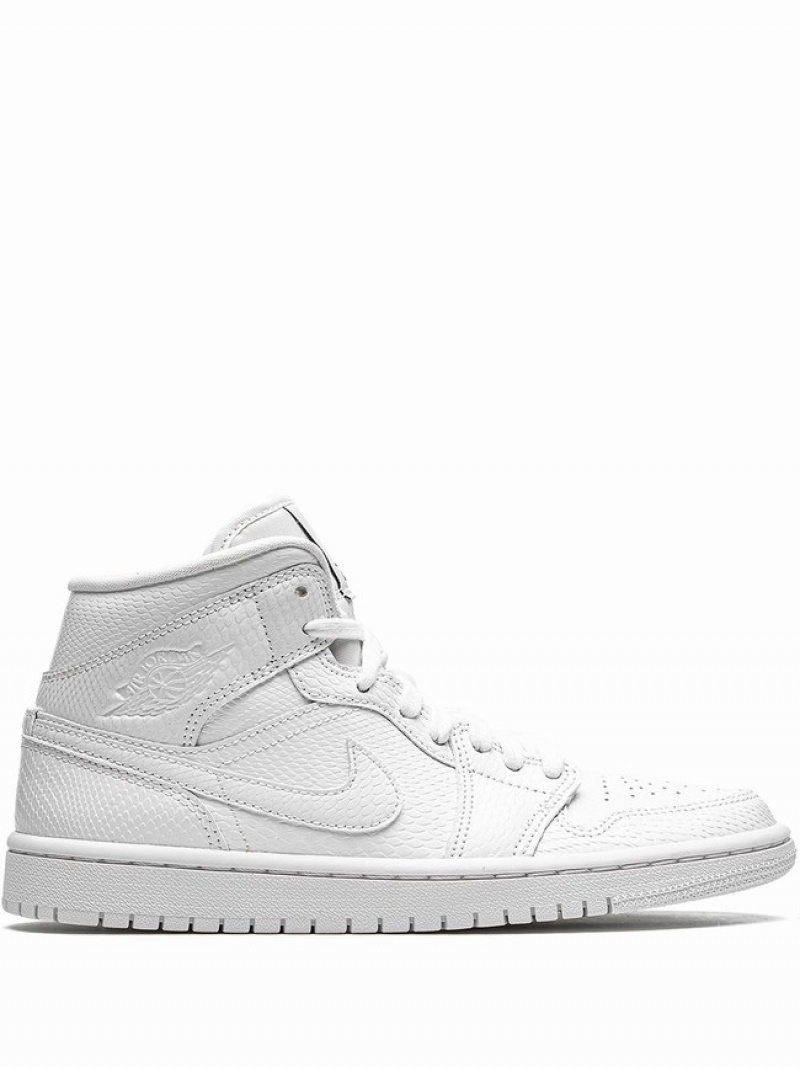 Nike Mid White Snakeskin Women\'s Air Jordan 1 White | NIUHYCF-57