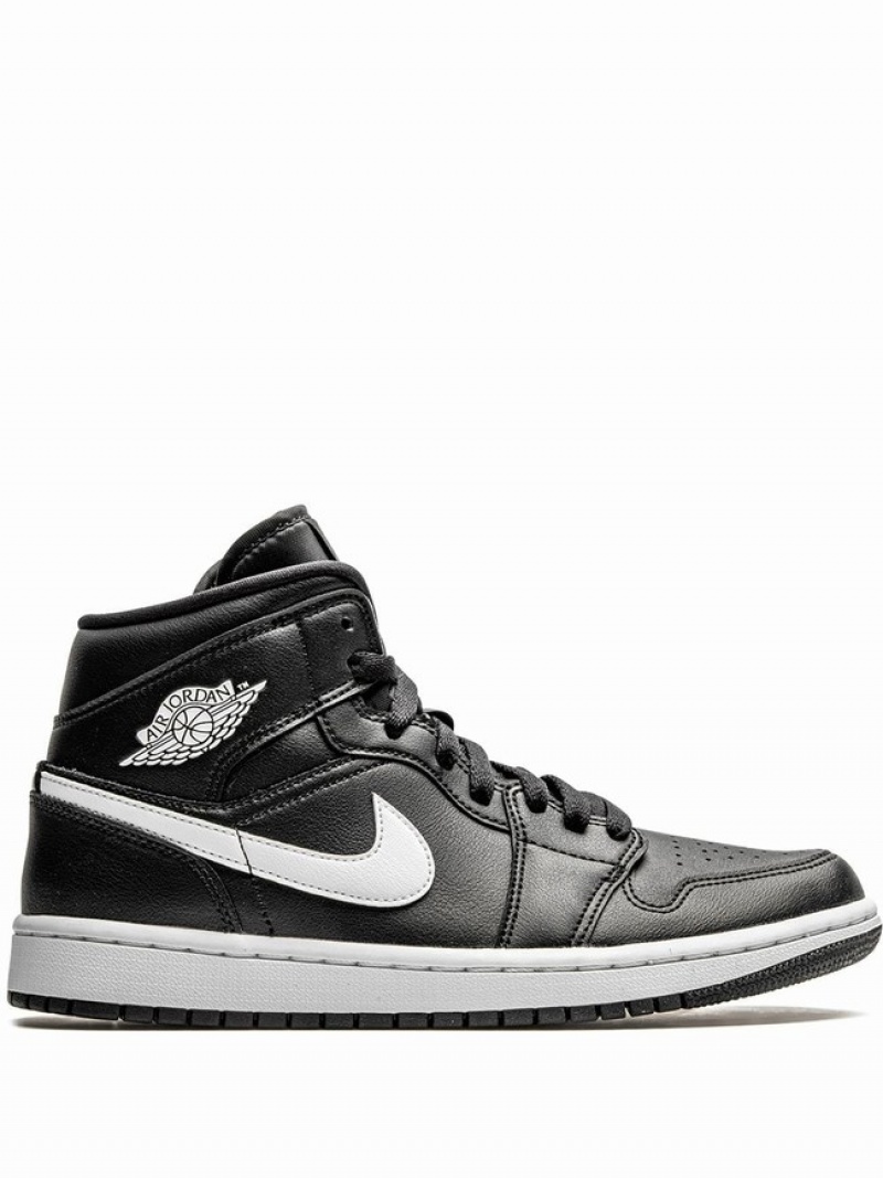 Nike Mid Women\'s Air Jordan 1 Black / White | ZCMSEGY-03