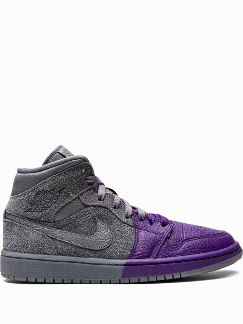 Nike Mid Women\'s Air Jordan 1 Grey / Purple | YBCZVEG-25