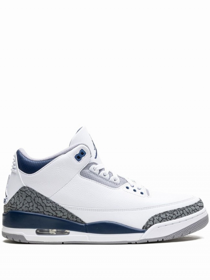 Nike Midnight Men\'s Air Jordan 3 White / Grey | DZNIAXC-64