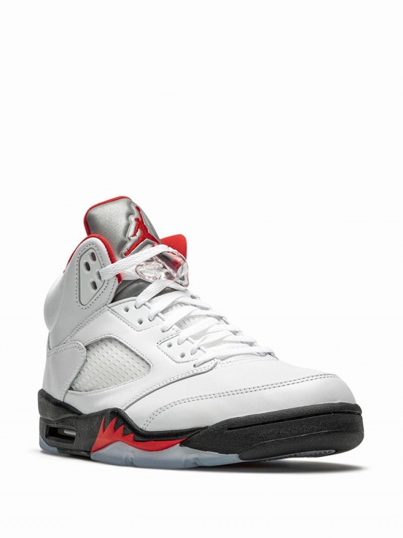 Nike Retro Fire Red Silver Tongue 2020 Women's Air Jordan 5 White / Red | RBYUVHN-41