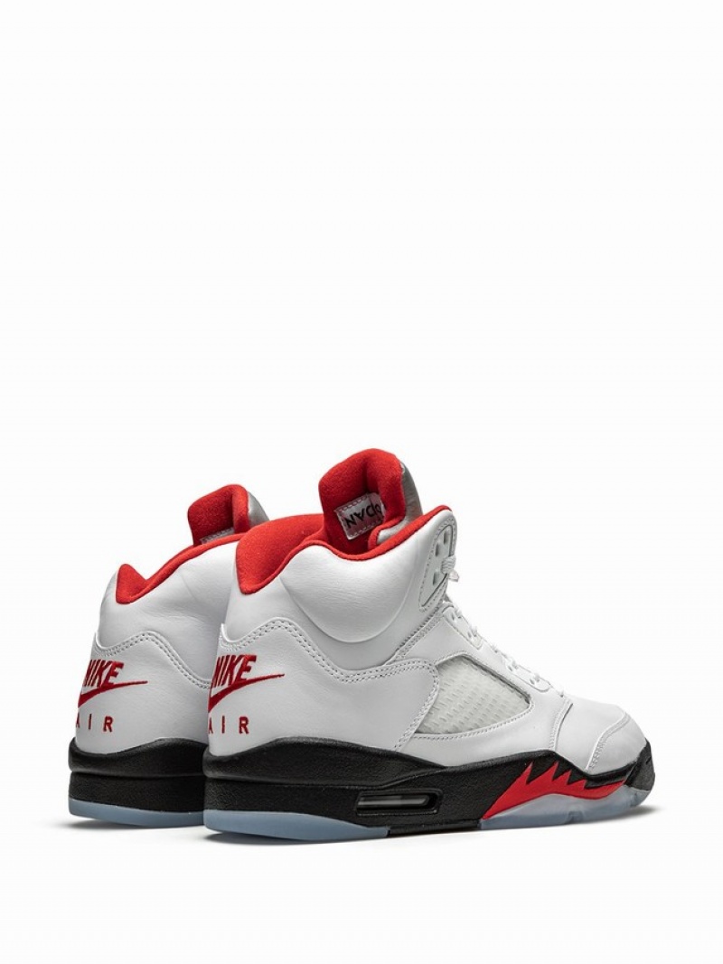 Nike Retro Fire Red Silver Tongue 2020 Women's Air Jordan 5 White / Red | RBYUVHN-41