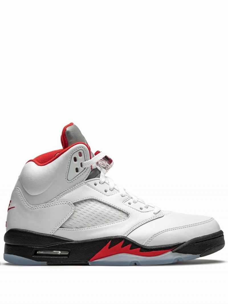 Nike Retro Fire Red Silver Tongue 2020 Women\'s Air Jordan 5 White / Red | RBYUVHN-41