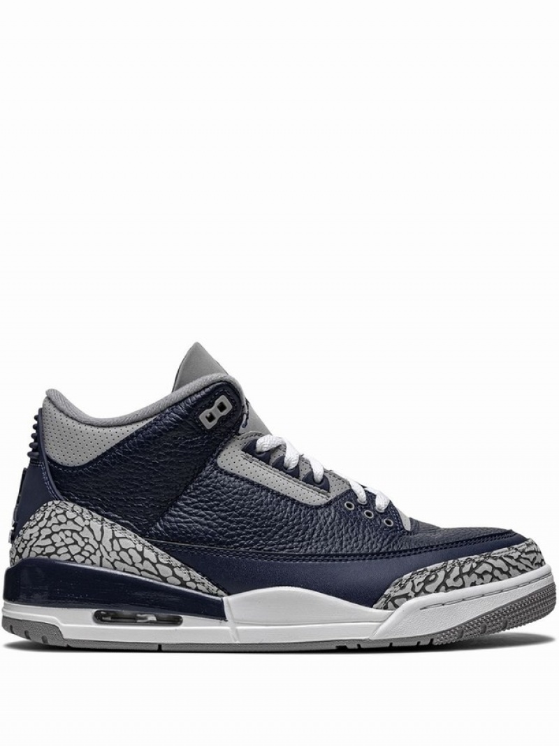 Nike Retro Georgetown Men\'s Air Jordan 3 Navy / Grey | ILBFCHK-73