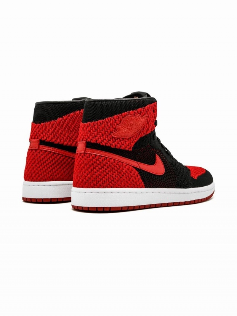 Nike Retro Hi Flyknit Black/Varsity Red/White Women's Air Jordan 1 Black / Red / White | FLZKEWP-78