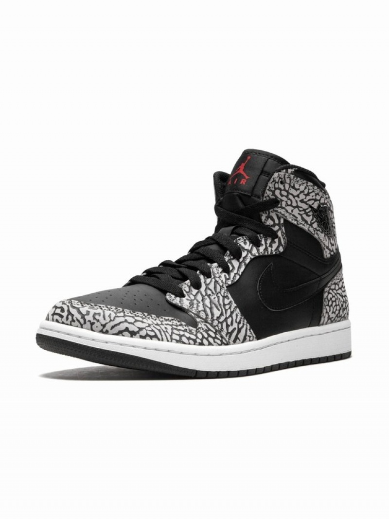 Nike Retro High Elephant Print Men's Air Jordan 1 Black / Grey | KZVCFBY-36