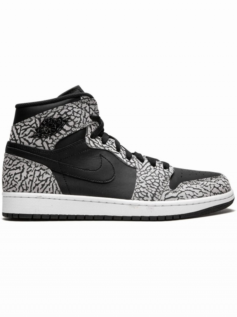 Nike Retro High Elephant Print Men\'s Air Jordan 1 Black / Grey | KZVCFBY-36