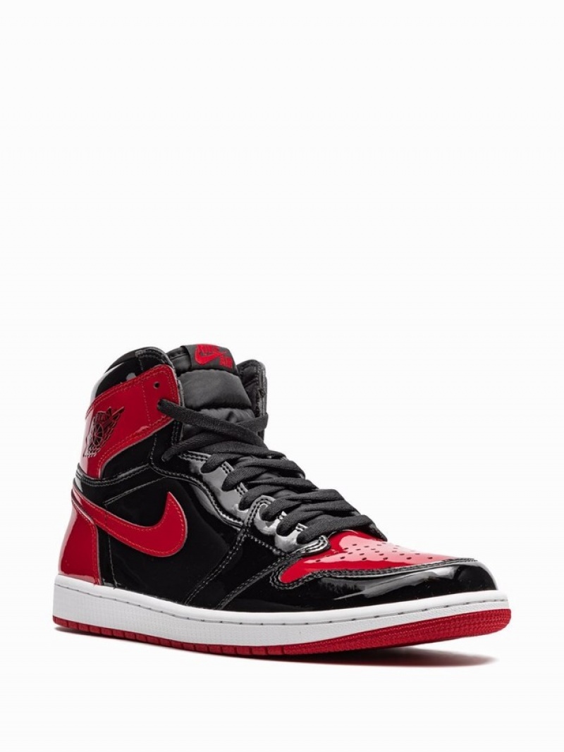 Nike Retro High OG Bred Patent Men's Air Jordan 1 Black / Red | YMZOWHT-52