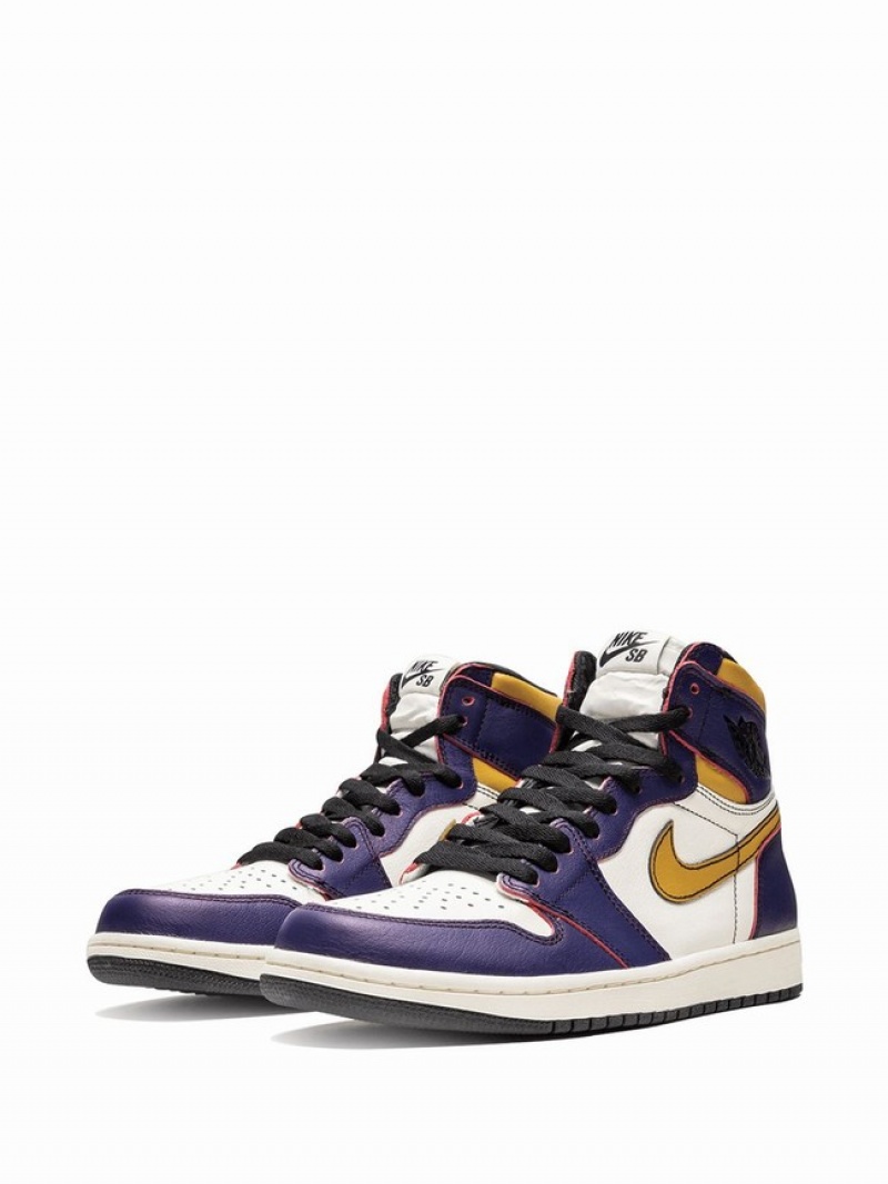 Nike Retro High OG LA To Chicago Women's Air Jordan 1 Purple / White / Yellow | ZMKGHRU-58