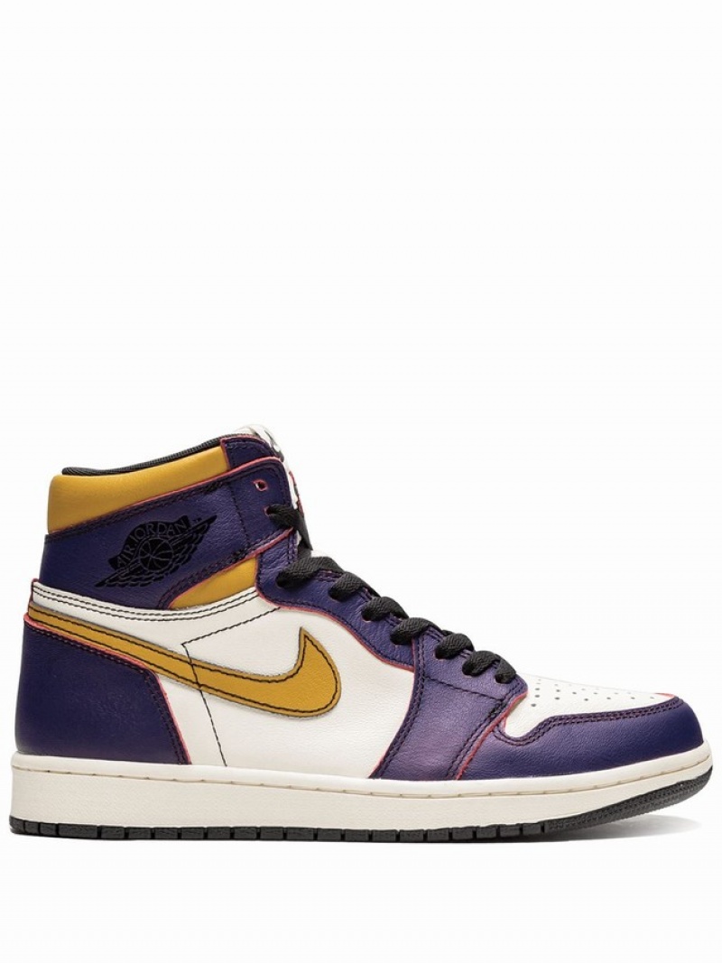 Nike Retro High OG LA To Chicago Women\'s Air Jordan 1 Purple / White / Yellow | ZMKGHRU-58