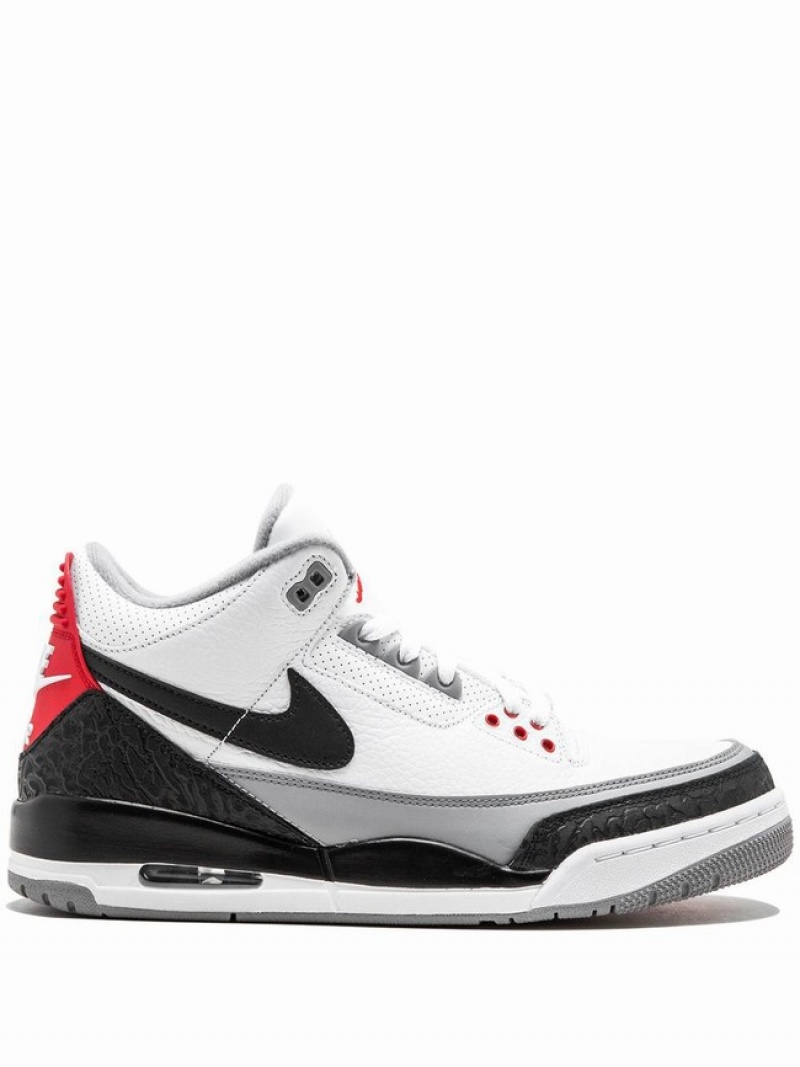 Nike Retro Men\'s Air Jordan 3 White / Black / Grey | POTUCRS-32