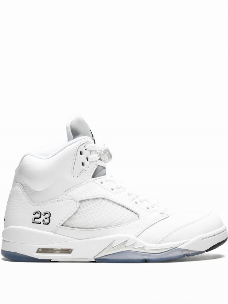 Nike Retro \'\'Metallic Silver\'\' Men\'s Air Jordan 5 White | BJWSEQX-02